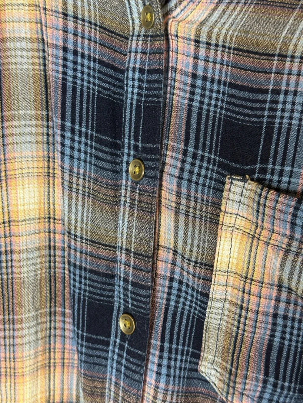 Maurices MEDIUM Western Plaid in Navy and Cream Button-Down Shirt - Picture 4 of 5